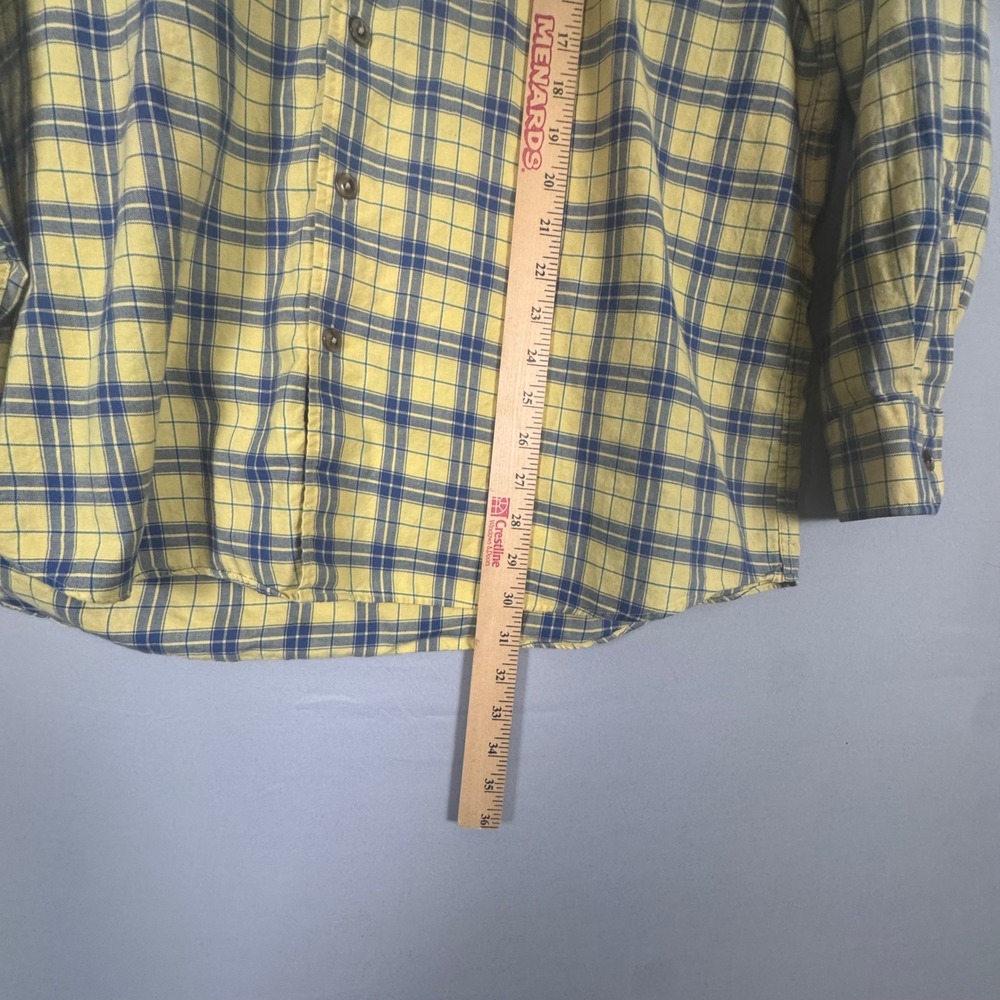 Scott Barber Plaid Shirt Mens‎ Large Yellow Blue Vintage 90s NWOT Cotton Button - Picture 6 of 7